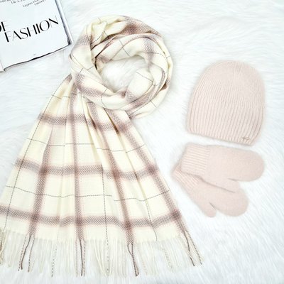 Комплект женский зимний ангоровый на флисе (шапка+шарф+варежки) ODYSSEY 56-58 см разноцветный 12824 - 8008 - юкка фото