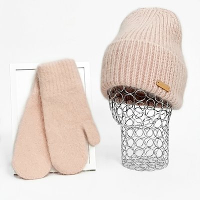 Комплект жіночий зимовий ангоровий (шапка+рукавиці) ODYSSEY 55-58 см Пудровий 13184 - 4141 13184 - 4141 фото