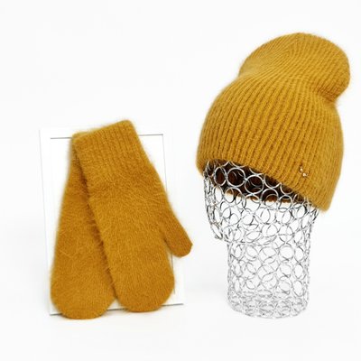 Комплект жіночий зимовий ангоровий (шапка+рукавиці) ODYSSEY 55-58 см Гірчиця 12848 - 4127 12848 - 4127 фото