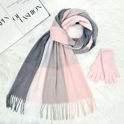 Комплект женский зимний (шарф+перчатки) M&JJ One size Розовый - серый 1122 - 4071 1122 - 4071 фото