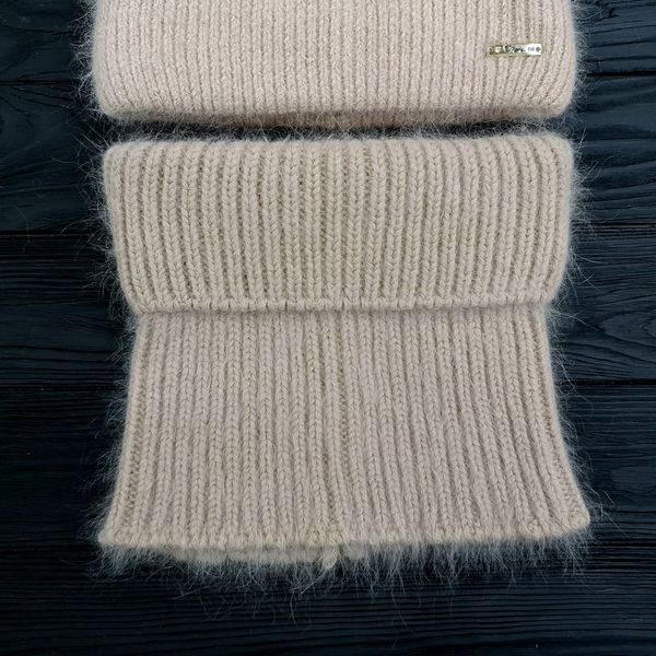 Комплект жіночий зимовий ангоровий на флісі (шапка+бафф) ODYSSEY 55-58 см Бежевий 13936 - 13023 13936 - 13023 фото
