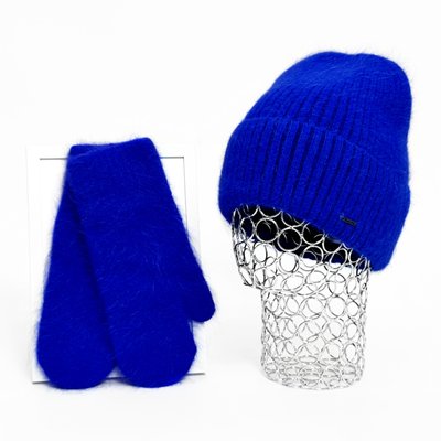 Комплект жіночий зимовий ангоровий на флісі (шапка+рукавиці) ODYSSEY 55-58 см Синій 12860 - 4128 12860 - 4128 фото