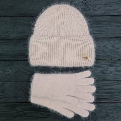 Комплект жіночий зимовий ангоровий на флісі (шапка+рукавички) ODYSSEY 56-59 см Бежевий13880 - 4224 13880 - 4224 фото