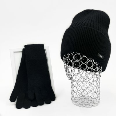 Комплект женский зимний ангора з с шерстью (шапка+перчатки) ODYSSEY 56-58 см черный 12527 - 4062 12527 - 4062 фото