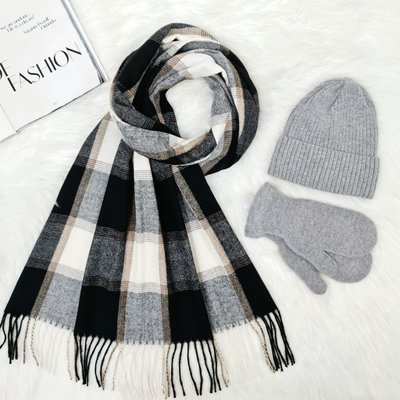 Комплект жіночий зимовий ангора з вовною (шапка+шарф+рукавиці) ODYSSEY 56-58 см сірий 12208 - 8064 - 4110 бонсай фото