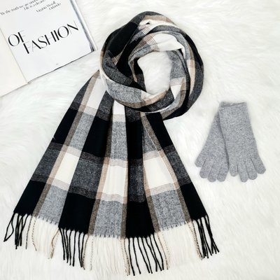 Комплект женский зимний (шарф+перчатки) M&JJ One size серый-черный 8064 - 4002 8064 - 4002 фото