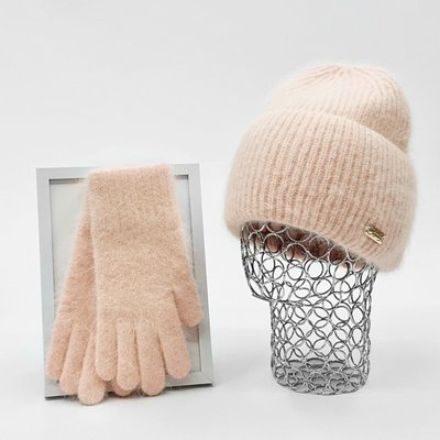 Комплект жіночий зимовий ангоровий на флісі (шапка+рукавички) ODYSSEY 57-60 см Абрикосовий 13255 - 4207 13255 - 4207 фото