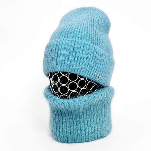 Комплект жіночий зимовий ангоровий на флісі (шапка+бафф+рукавиці) ODYSSEY 55-58 см Морська хвиля 12840 - 13124 - 4146 12840 - 13124 - 4146 фото