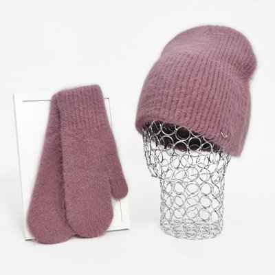 Комплект жіночий зимовий ангоровий (шапка+рукавиці) ODYSSEY 55-58 см Цикламен 12853 - 4149 12853 - 4149 фото