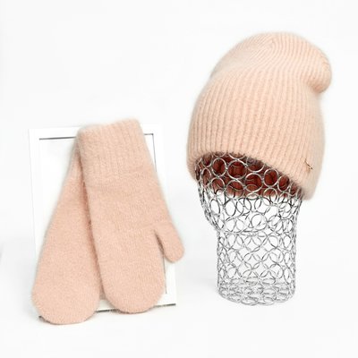 Комплект жіночий зимовий ангоровий (шапка+рукавиці) ODYSSEY 55-58 см Пудра 12849 - 4141 12849 - 4141 фото