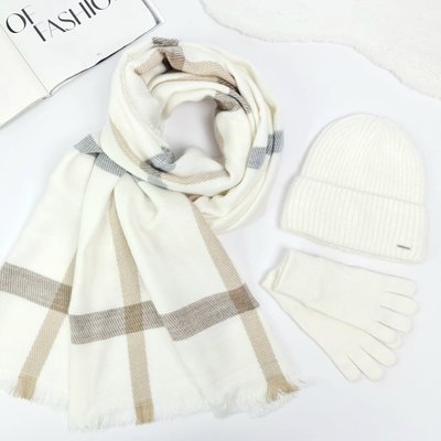 Комплект жіночий зимовий ангоровий на флісі (шапка+шарф+рукавички) ODYSSEY 55-58 см білий 12855 - 8131 - 4000 френсис фото