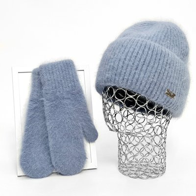 Комплект жіночий зимовий ангоровий на флісі (шапка+рукавиці) ODYSSEY 57-60 см Джинс 13223 - 4133 13223 - 4133 фото