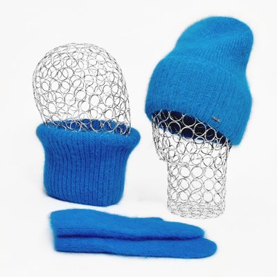 Комплект жіночий зимовий ангоровий (шапка+бафф+рукавиці) ODYSSEY 55-58 см Синій 12121 - 13075 - 4230 12121 - 13075 - 4230 фото