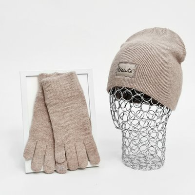Комплект жіночий зимовий ангора з вовною (шапка+рукавички) ODYSSEY 55-58 см Бежевий 13373 - 4175 13373 - 4175 фото