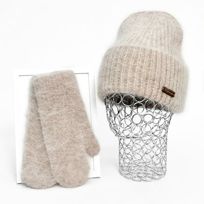 Комплект жіночий зимовий ангоровий (шапка+рукавиці) ODYSSEY 55-58 см Бежевий 13178 - 4226 13178 - 4226 фото