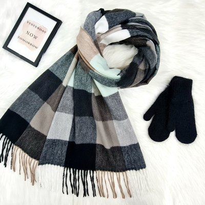 Комплект жіночий зимовий (шарф+рукавиці) M&JJ One size чорний + сірий 8025 - 4135 8025 - 4135 фото