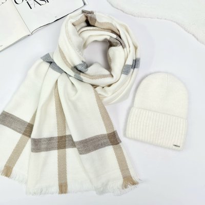 Комплект жіночий зимовий (шапка + шорф) ODYSSEY 55-58 см білий 12117 — 8131 брюле фото