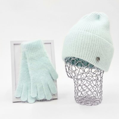 Комплект жіночий зимовий ангоровий (шапка+рукавички) ODYSSEY 56-58 см М'ятний 13603 - 4202 13603 - 4202 фото