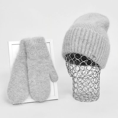 Комплект жіночий зимовий ангоровий (шапка+рукавиці) ODYSSEY 55-58 см Сірий 12123 - 4131 12123 - 4131 фото