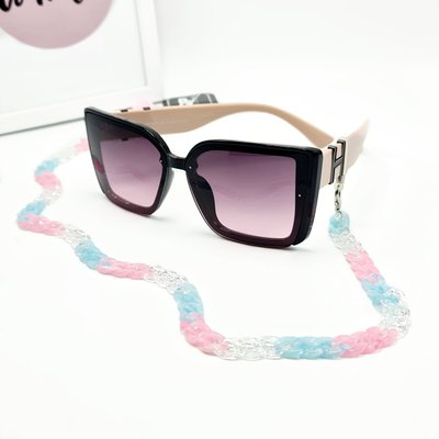 Ланцюжок для окулярів пластиковий M&J 10х12 мм рожево-блакитний 148 148-ц фото
