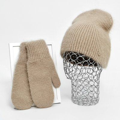Комплект жіночий зимовий ангоровий (шапка+рукавиці) ODYSSEY 55-58 см Бежевий 12850 - 4132 12850 - 4132 фото