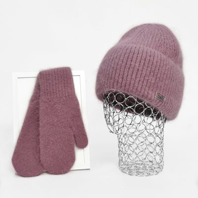 Комплект жіночий зимовий ангоровий на флісі (шапка+рукавиці) ODYSSEY 57-60 см Цикламен 13222 - 4149 13222 - 4149 фото