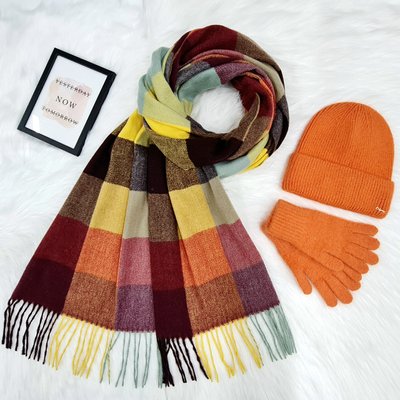 Комплект жіночий зимовий ангоровий на флісі (шапка+шарф+рукавички) ODYSSEY 55-58 см помаранчевий 12831 - 8024 - 4198 бристоль фото