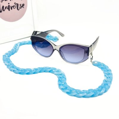 Ланцюжок для окулярів пластиковий M&J 20х22 мм блакитний 107 107-ц фото