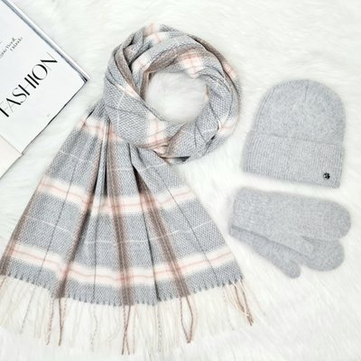 Комплект жіночий зимовий ангоровий (шапка+шарф+рукавиці) ODYSSEY 55-58 см сірий 13194 - 8029 - 4131 смузи фото