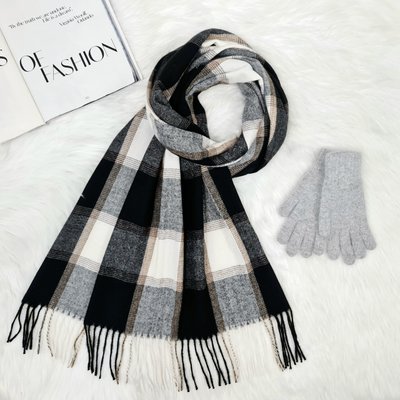 Комплект женский зимний (шарф+перчатки) M&JJ One size Серый + черный 8064 - 4210 8064 - 4210 фото