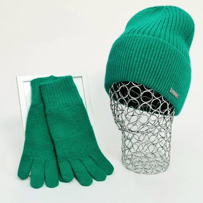 Комплект жіночий зимовий ангора з вовною (шапка+рукавички) ODYSSEY 56-58 см зелений 12323 - 4084 12323 - 4084 фото