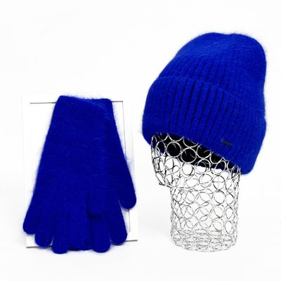 Комплект жіночий зимовий ангоровий на флісі (шапка+рукавички) ODYSSEY 55-58 см Синій 12860 - 4196 12860 - 4196 фото