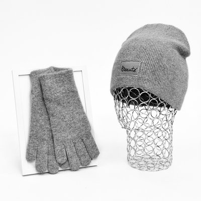 Комплект жіночий зимовий ангора з вовною (шапка+рукавички) ODYSSEY 55-58 см Сірий 13335 - 4002 13335 - 4002 фото