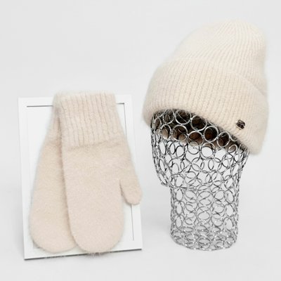 Комплект жіночий зимовий ангоровий на флісі (шапка+рукавиці) ODYSSEY 55-58 см Кремовий 13001 - 4134 13001 - 4134 фото