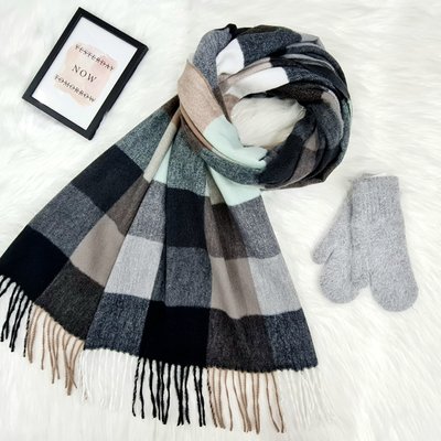 Комплект жіночий зимовий (шарф+рукавиці) M&JJ One size Сірий + чорний 8025 - 4220 8025 - 4220 фото