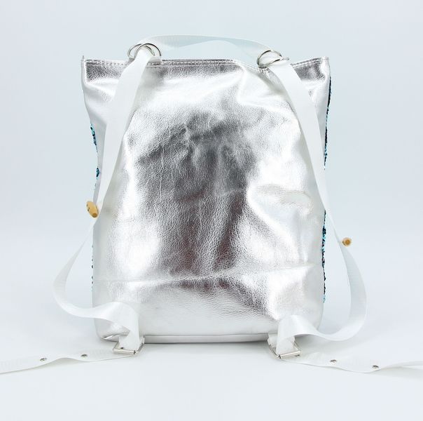 Сумка-рюкзак з паєткою M&J Блакитний/рожевий 40*30*10 (135) 135 фото
