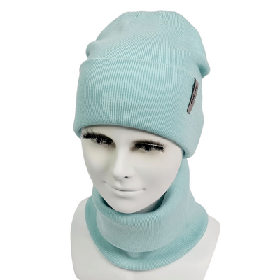 Комплект жіночий демісезонний віскозний шапка+шарф-снуд Odyssey 56-59 см м'ятний 12731 - 12604 динго комплект фото