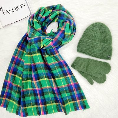 Комплект жіночий зимовий ангоровий на флісі (шапка+шарф+рукавиці) ODYSSEY 56-58 см різнокольоровий 12996 - 8047 - 4142 латина фото
