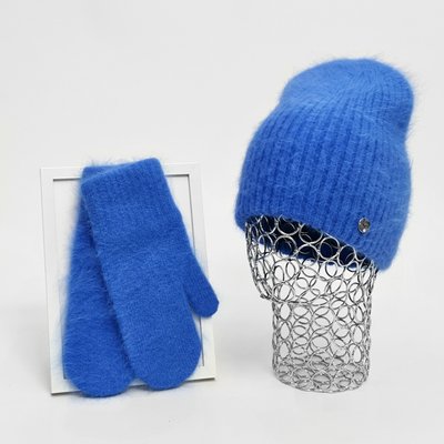 Комплект жіночий зимовий ангоровий (шапка+рукавиці) ODYSSEY 55-58 см Синій 13416 - 4221 13416 - 4221 фото