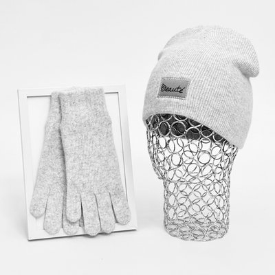 Комплект жіночий зимовий ангора з вовною (шапка+рукавички) ODYSSEY 55-58 см Сірий 13334 - 4001 13334 - 4001 фото