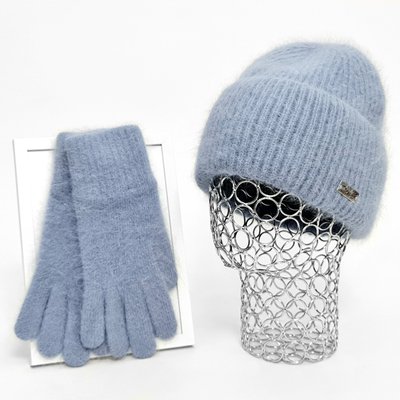 Комплект жіночий зимовий ангоровий на флісі (шапка+рукавички) ODYSSEY 57-60 см Джинс 13223 - 4216 13223 - 4216 фото