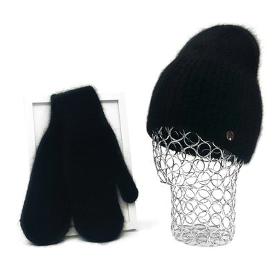 Комплект жіночий зимовий ангоровий (шапка+рукавиці) ODYSSEY 55-58 см Чорний 13414 - 4135 13414 - 4135 фото