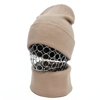 Комплект жіночий демісезонний віскозний шапка+шарф-снуд Odyssey 56-59 см бежевий 12426 - 12602 челентано комплект фото