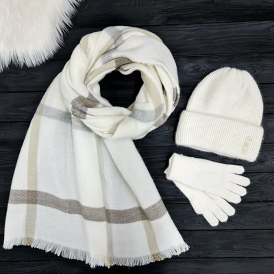 Комплект жіночий зимовий ангора з вовною (шапка+шарф+рукавички) ODYSSEY 58-60 см білий 12277 - 8131 - 4000 фрейзер фото