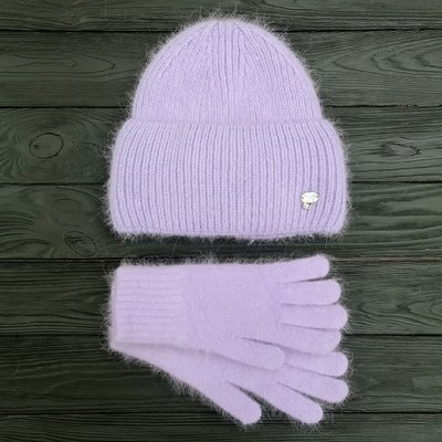 Комплект жіночий зимовий ангоровий на флісі (шапка+рукавички) ODYSSEY 56-59 см Бузковий 13886 - 4201 13886 - 4201 фото