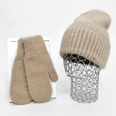 Комплект жіночий зимовий ангоровий (шапка+рукавиці) ODYSSEY 55-58 см Бежевий 12539 - 4132 12539 - 4132 фото