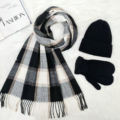 Комплект жіночий зимовий ангора з вовною (шапка+шарф+рукавиці) ODYSSEY 56-58 см чорний 12209 - 8064 - 4106 бонсай фото