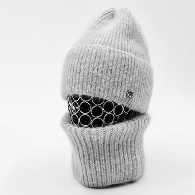 Комплект жіночий зимовий ангоровий (шапка+бафф) ODYSSEY 56-58 см Сірий 13806 - 13090 13806 - 13090 фото