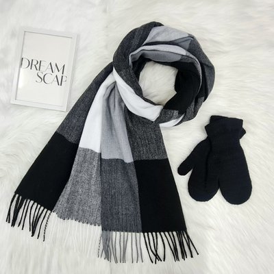 Комплект жіночий зимовий (шарф+рукавиці) M&JJ One size Чорний + сірий 1125 - 4106 1125 - 4106 фото