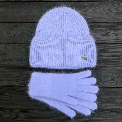 Комплект жіночий зимовий ангоровий на флісі (шапка+рукавички) ODYSSEY 56-59 см Блакитний 13884 - 4199 13884 - 4199 фото